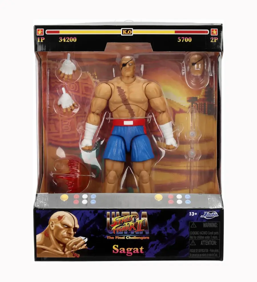 Figura Sagat, Street Fighter II. Articulada 20cm